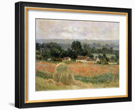 Haystack at Giverny, 1886-Claude Monet-Framed Giclee Print