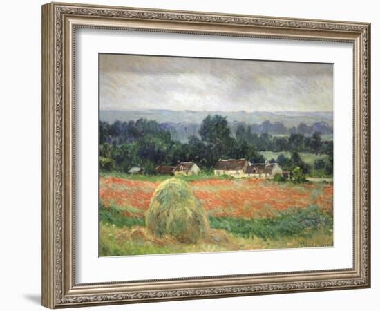 Haystack at Giverny, 1886-Claude Monet-Framed Giclee Print