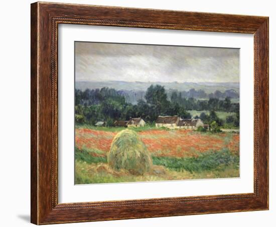 Haystack at Giverny, 1886-Claude Monet-Framed Giclee Print