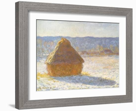 Haystack in Winter, 1891-Claude Monet-Framed Giclee Print