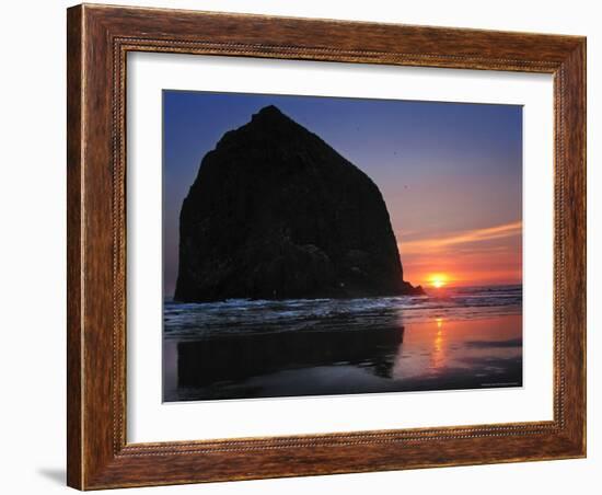 Haystack Rock and Birds-Jody Miller-Framed Photographic Print