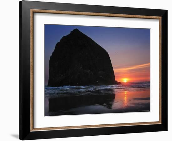 Haystack Rock and Birds-Jody Miller-Framed Photographic Print