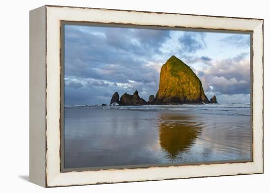 Haystack Rock at Dawn, Cannon Beach, Oregon, USA-Chuck Haney-Framed Premier Image Canvas