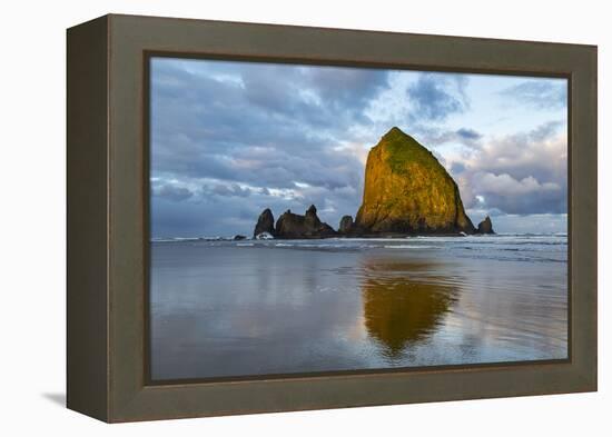 Haystack Rock at Dawn, Cannon Beach, Oregon, USA-Chuck Haney-Framed Premier Image Canvas