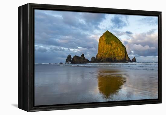 Haystack Rock at Dawn, Cannon Beach, Oregon, USA-Chuck Haney-Framed Premier Image Canvas