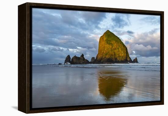 Haystack Rock at Dawn, Cannon Beach, Oregon, USA-Chuck Haney-Framed Premier Image Canvas