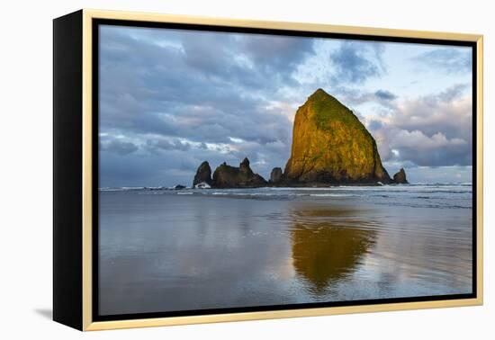 Haystack Rock at Dawn, Cannon Beach, Oregon, USA-Chuck Haney-Framed Premier Image Canvas