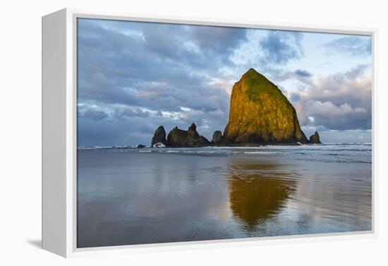 Haystack Rock at Dawn, Cannon Beach, Oregon, USA-Chuck Haney-Framed Premier Image Canvas