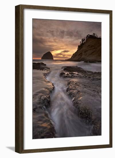 Haystack Rock at Sunset, Pacific City, Oregon, United States of America, North America-James-Framed Photographic Print