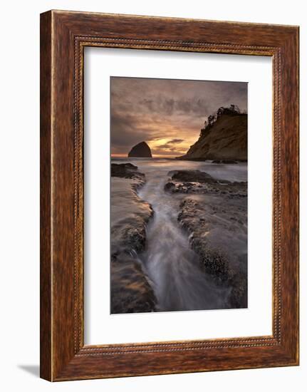 Haystack Rock at Sunset, Pacific City, Oregon, United States of America, North America-James-Framed Photographic Print