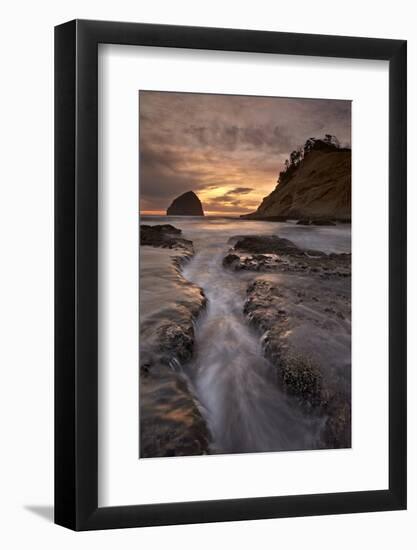 Haystack Rock at Sunset, Pacific City, Oregon, United States of America, North America-James-Framed Photographic Print