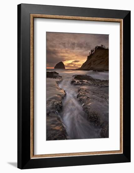 Haystack Rock at Sunset, Pacific City, Oregon, United States of America, North America-James-Framed Photographic Print