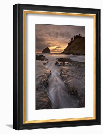 Haystack Rock at Sunset, Pacific City, Oregon, United States of America, North America-James-Framed Photographic Print
