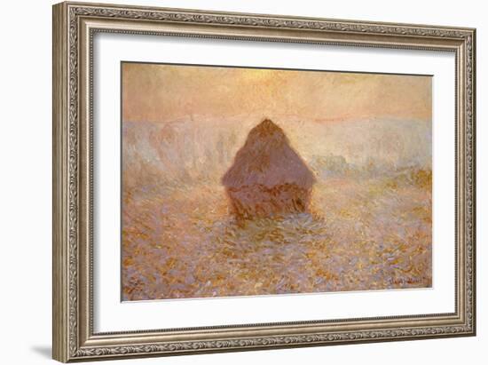 Haystack, Sun on the Mist (Meule, Soleil dans la Brume)-Claude Monet-Framed Giclee Print