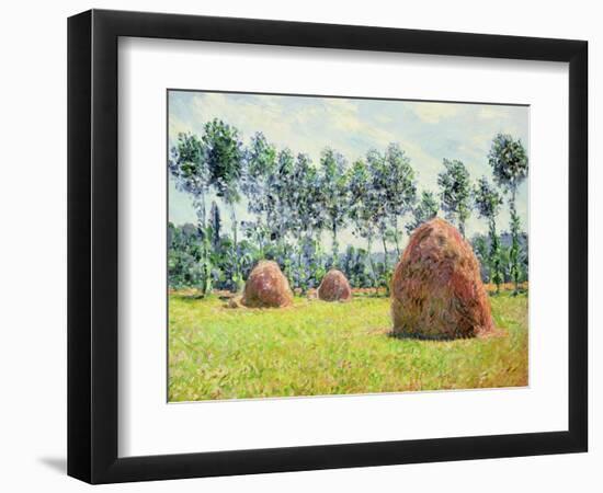 Haystacks at Giverny, 1884-Claude Monet-Framed Giclee Print