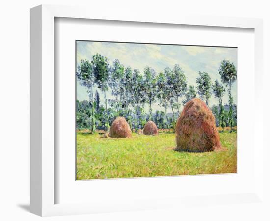 Haystacks at Giverny, 1884-Claude Monet-Framed Giclee Print