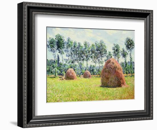 Haystacks at Giverny, 1884-Claude Monet-Framed Giclee Print