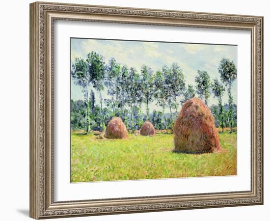 Haystacks at Giverny, 1884-Claude Monet-Framed Giclee Print