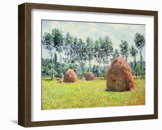 Haystacks at Giverny, 1884-Claude Monet-Framed Giclee Print