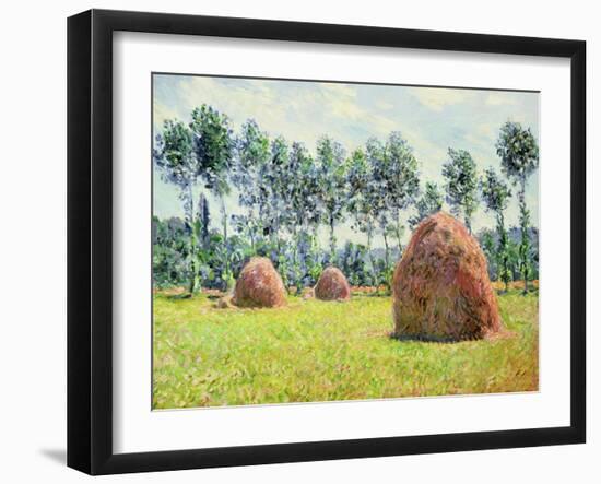 Haystacks at Giverny, 1884-Claude Monet-Framed Giclee Print