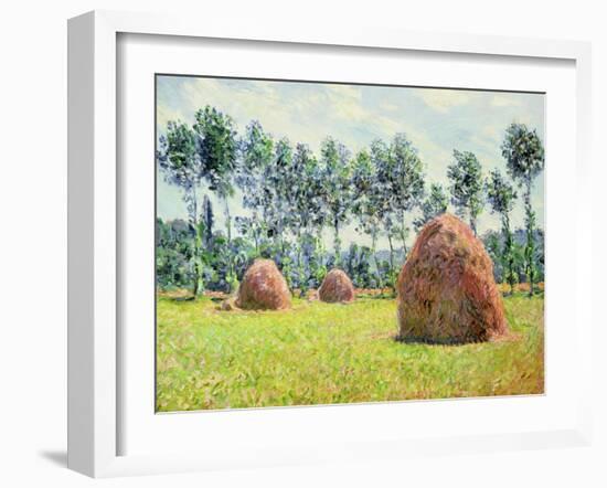 Haystacks at Giverny, 1884-Claude Monet-Framed Giclee Print