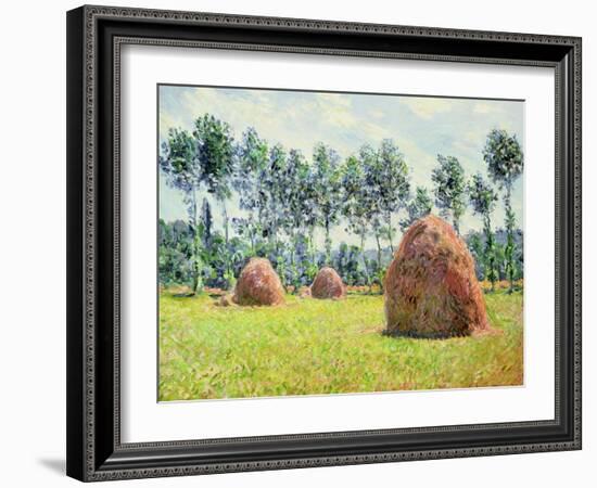 Haystacks at Giverny, 1884-Claude Monet-Framed Giclee Print