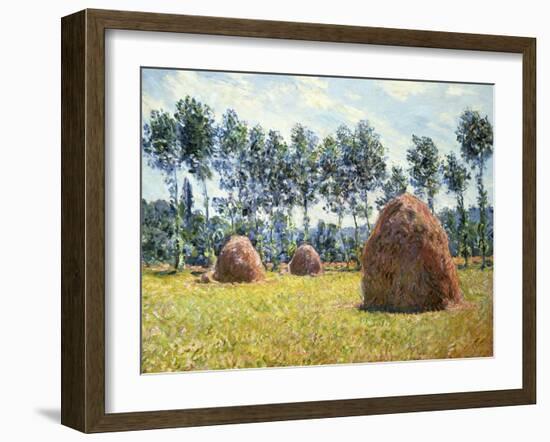 Haystacks at Giverny-Claude Monet-Framed Giclee Print