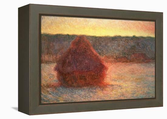 Haystacks at Sunset, Frosty Weather, 1891-Claude Monet-Framed Premier Image Canvas