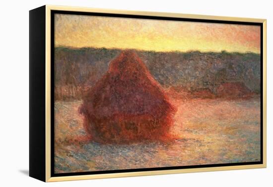 Haystacks at Sunset, Frosty Weather, 1891-Claude Monet-Framed Premier Image Canvas