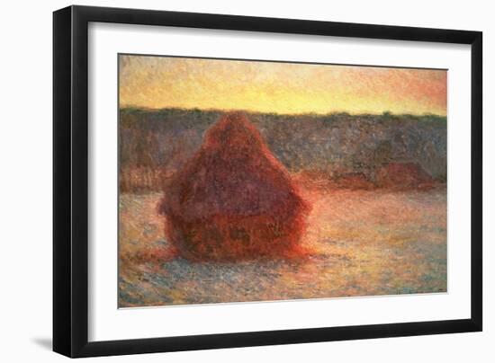 Haystacks at Sunset, Frosty Weather, 1891-Claude Monet-Framed Giclee Print