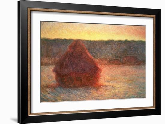 Haystacks at Sunset, Frosty Weather, 1891-Claude Monet-Framed Giclee Print