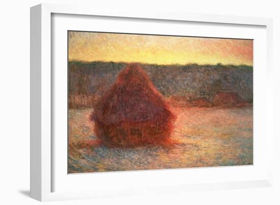 Haystacks at Sunset, Frosty Weather, 1891-Claude Monet-Framed Giclee Print