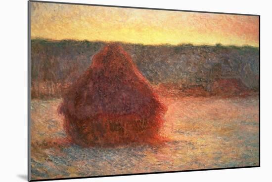 Haystacks at Sunset, Frosty Weather, 1891-Claude Monet-Mounted Giclee Print