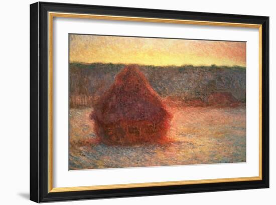 Haystacks at Sunset, Frosty Weather, 1891-Claude Monet-Framed Giclee Print