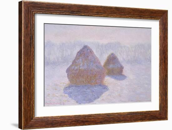 Haystacks (Effect of Snow and Sun), 1891-Claude Monet-Framed Giclee Print