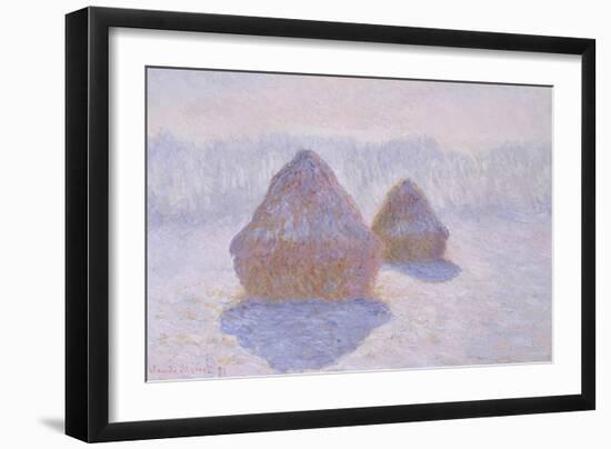 Haystacks (Effect of Snow and Sun), 1891-Claude Monet-Framed Giclee Print