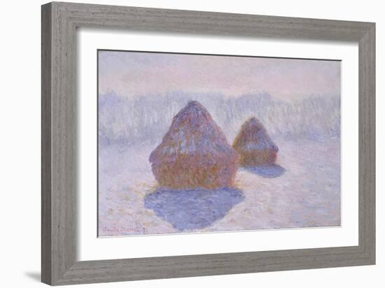 Haystacks, Effect of Snow and Sun by Claude Monet-Claude Monet-Framed Giclee Print