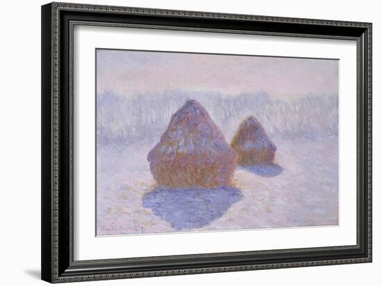 Haystacks, Effect of Snow and Sun by Claude Monet-Claude Monet-Framed Giclee Print