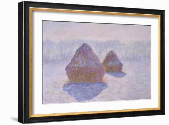 Haystacks, Effect of Snow and Sun by Claude Monet-Claude Monet-Framed Giclee Print