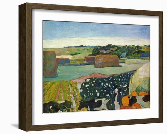 Haystacks in Brittany, 1890-Paul Gauguin-Framed Giclee Print
