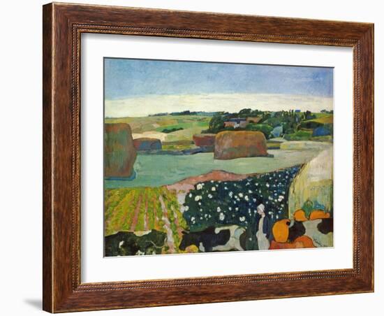 Haystacks in Brittany, 1890-Paul Gauguin-Framed Giclee Print