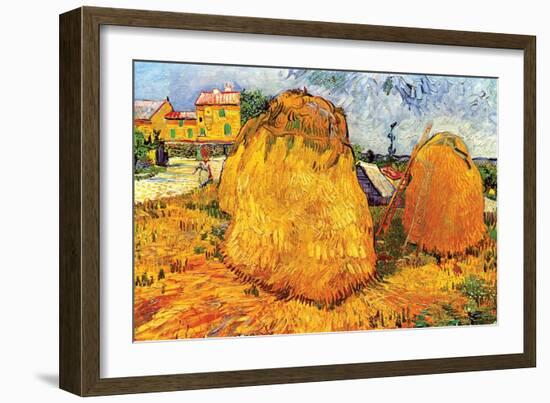 Haystacks in Provence-Vincent van Gogh-Framed Art Print