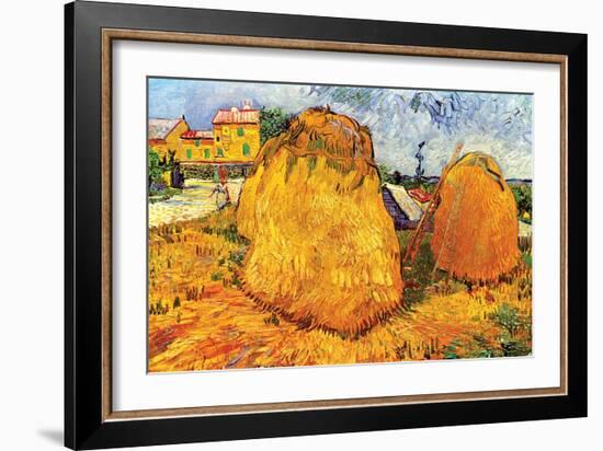 Haystacks in Provence-Vincent van Gogh-Framed Art Print