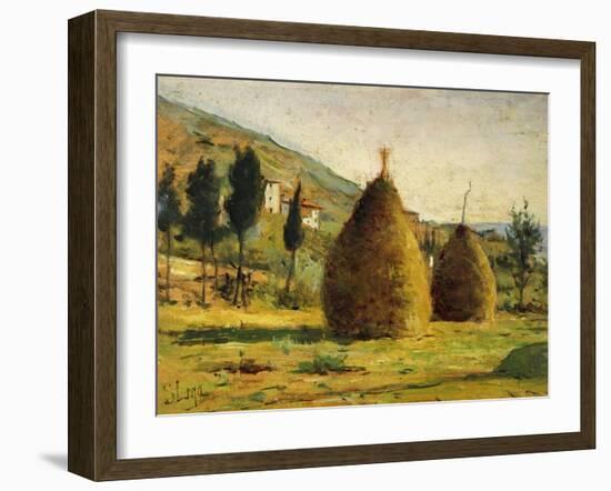 Haystacks in Sun, 1890-Silvestro Lega-Framed Giclee Print