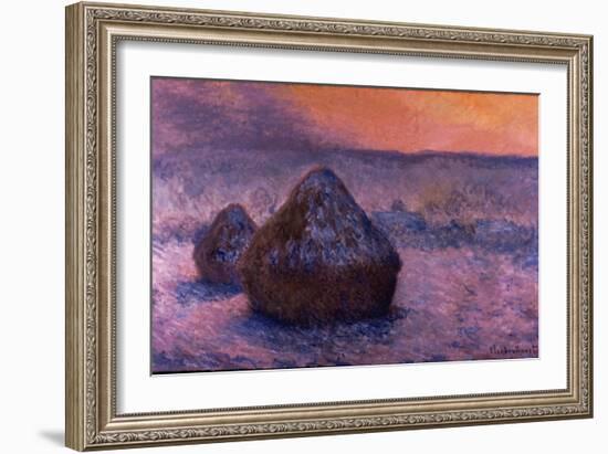 Haystacks in the Setting Sun-Claude Monet-Framed Giclee Print