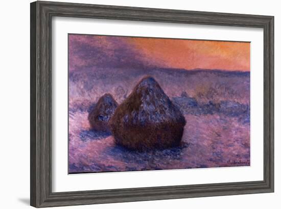 Haystacks in the Setting Sun-Claude Monet-Framed Giclee Print