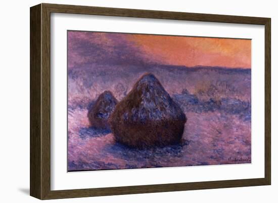 Haystacks in the Setting Sun-Claude Monet-Framed Giclee Print