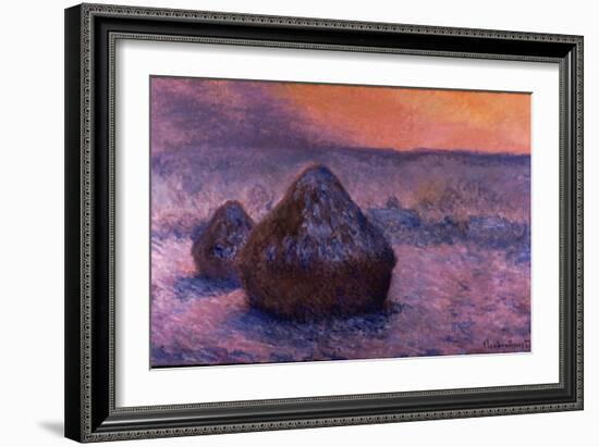 Haystacks in the Setting Sun-Claude Monet-Framed Giclee Print