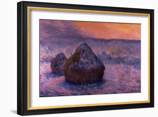 Haystacks in the Setting Sun-Claude Monet-Framed Giclee Print