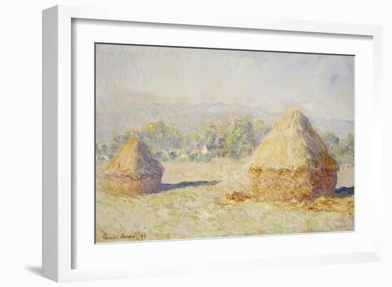Haystacks, Morning Effect-Claude Monet-Framed Giclee Print